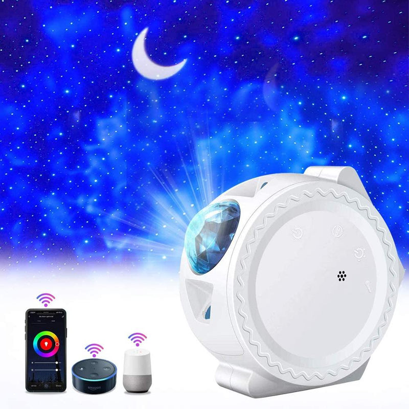 Smart life wifi APP proyector de cielo estrellado galaxy proyector estrellas luna océano voz control de música LED lámpara de luz nocturna para regalo de chico