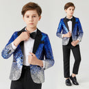 Children's gradient Sequin suit  Boys Dress Catwalk Costume Sequins Small Host Stage Model Handsome Children's Clothing jacket