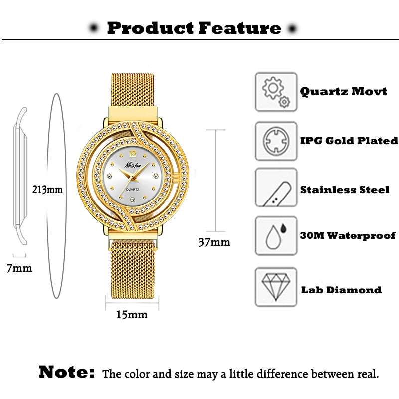 2020 MISSFOX Luxury Women Watches Magnetic Female Clock Hollow Bezel Quartz Wristwatch Xfcs Fashion Diamond Ladies Wrist Watch