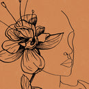 Woman Face One Line Abstract Painting Burnt Orange Terracotta Wall Art Canvas Print Mid Century Boho Picture Living Room Decor