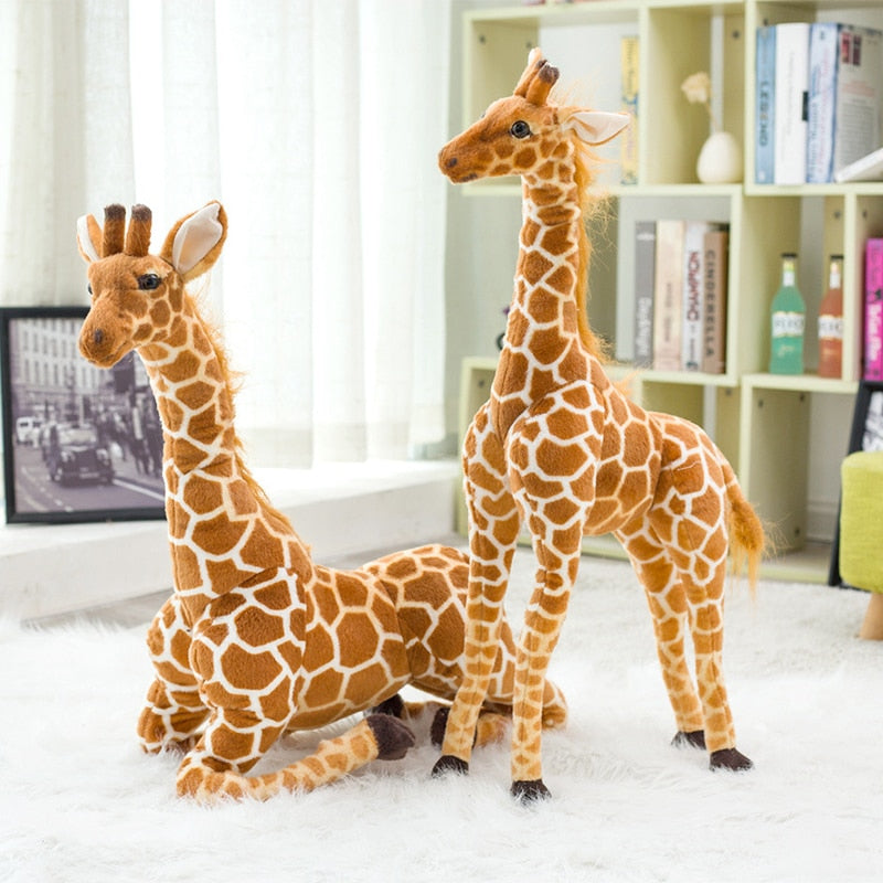 Enormes juguetes de peluche de jirafa de la vida Real, lindos muñecos con relleno de animales, muñeco de jirafa de simulación suave, regalo de cumpleaños, juguete para niños, decoración de dormitorio