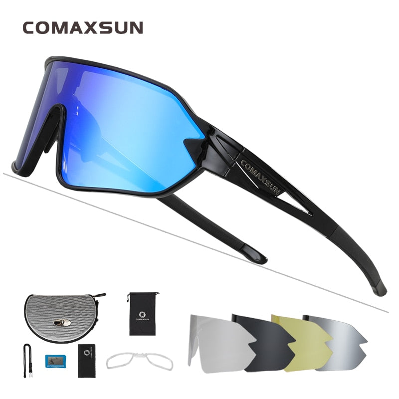 COMAXSUN gafas de ciclismo polarizadas 5 lentes MTB bicicleta de carretera deporte espejo gafas de sol gafas de montar Anti-UV400 gafas de bicicleta