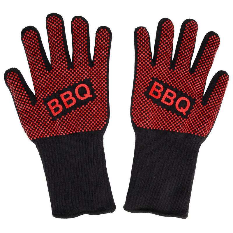 2pcs Fireproof Gloves Barbeque Kevlar 500 Degree BBQ Flame Retardant Fireproof Oven Gloves for Heat Insulation Microwave Oven