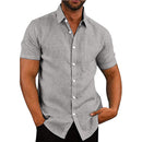 Men's Casual Cotton Linen Shirts Summer Short Sleeve Linen Turn-Down Collar Shirts Handsome Men Shirts