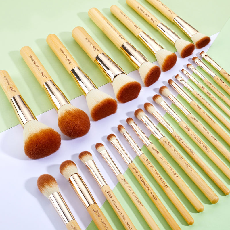 Juego de brochas de maquillaje de bambú Jessup, 6-25 uds., base en polvo, sombra de ojos, delineador, brocha de maquillaje para mezclar, Pinceaux Maquillag