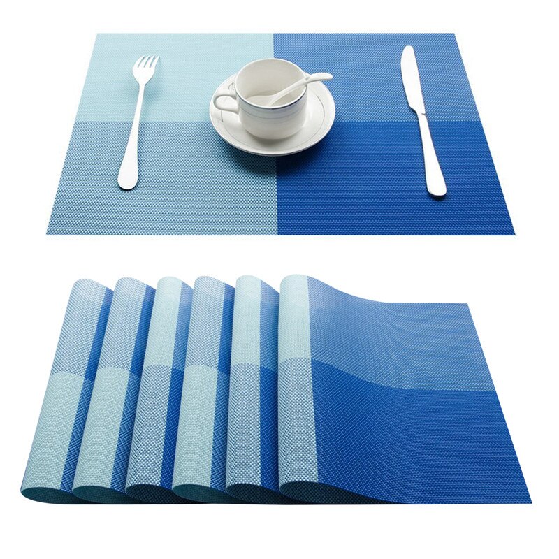 PVC Linens Placemats for Table Set Plaid Table Mat Placemat Napkin in Kitchen Accessories Cup Wine Mat Coaster Pad Orange Green