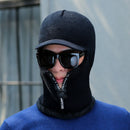 Hot Men Winter Knitted Hat With Zipper New Add Fur Lined Warm Brim Winter Hats For Men Keep Face Ear Warm Balaclava Cap