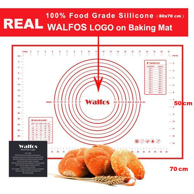 WALFOS Ex-Large Non-Stick Silicone Pad For Oven Baking Pastry Mat Scale Rolling Dough Mat Fondant Cake Confectionery Tools