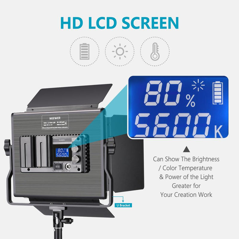 Neewer actualizado 660 LED Video Light Panel LED bicolor regulable con pantalla LCD para estudio, fotografía de grabación de vídeo de YouTube