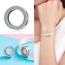 WOSTU 925 Sterling Silver Circle Charm Round CZ Bead Bead Clip Fit Original reflection Charm Bracelet Jewelry Accessories CQX101
