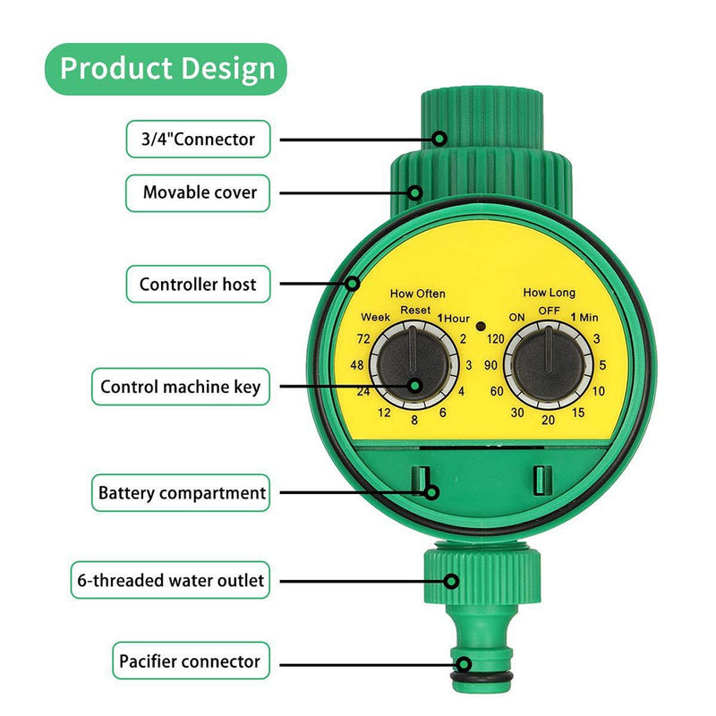 Programmierbarer digitaler Schlauchhahn-Timer, batteriebetrieben, automatische Bewässerungssprinkleranlage, Bewässerungssteuerung mit 1/2-Ausgang