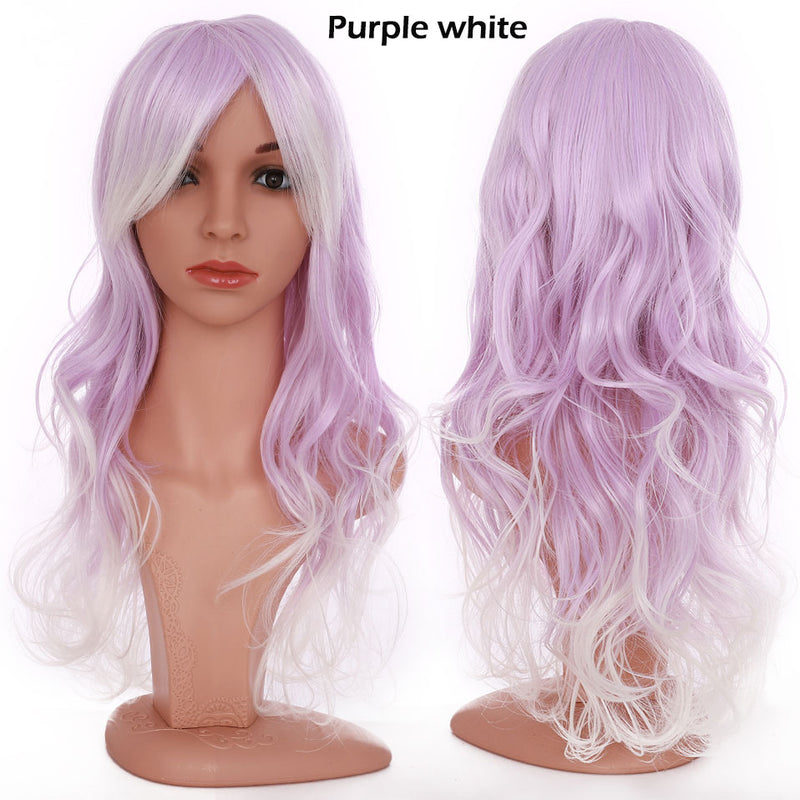 S-noilite Synthetic 28colors 22inch Loose Wave Wigs Halloween Cosplay Wig Blue Red Pink Grey Purple Hair Wig Cosplay for party