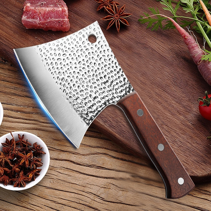 6 Inch Chop Bone Knife Heavy Duty Kitchen Chef Knife Meat Cleaver Bone Chopping Knife Handmade Forged 40Cr13 Stainless Steel