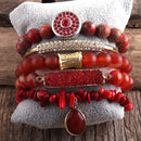 RH Fashion Boho Jewelry Natural Stone Bracelet and Bangle 5pc Bracelets Sets For Women Gift DropShip