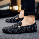 2022 New Fashion Men's Shoes Spring Style Canvas Men Loafers Comfortable Leather Shoes Men Flats Metal Decoration Driving Shoes