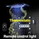 Sistemas de ducha LED con música Bluetooth, juego de ducha de lluvia, grifo de baño de cascada, mezclador termostático oculto, cabezal de ducha cromado