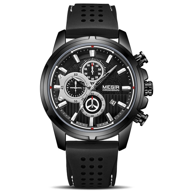 Reloj Masculino MEGIR nuevo cronógrafo deportivo de silicona para hombre relojes de marca superior de lujo reloj de cuarzo resistente al agua reloj de esfera grande para hombre