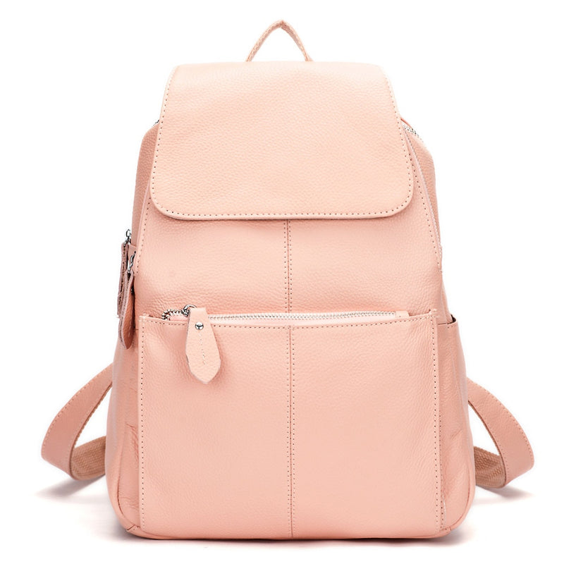 Zency 100% Echtes Leder Damen Rucksack Mode Damen Reisetasche Adrette Schulranzen Für Mädchen Laptop Rucksack Schwarz Weiß