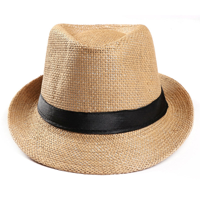 Sombrero de sol Unisex para mujer y hombre, moda de verano, informal, de playa, de paja para el sol, banda de Jazz, sombrero de vaquero, sombrero Fedora, gorra de gángster
