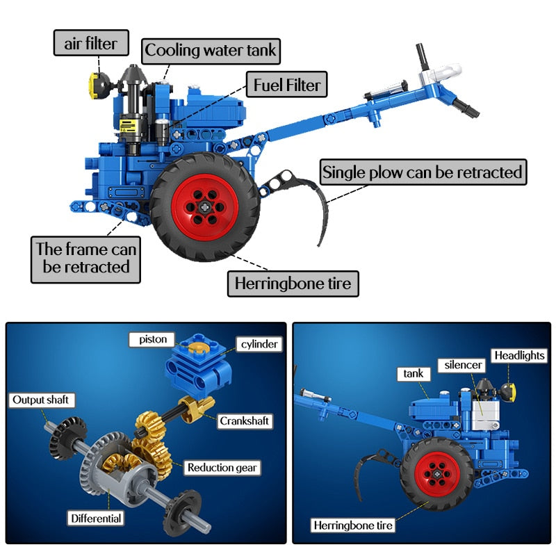 DIY Classic Old Tractor Car Building Blocks City Walking Tractor Truck Bricks Lernspielzeug für Kinder