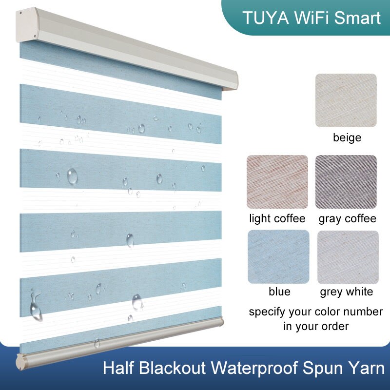 TUYA Smart Control Motorized Zebra Shades Customized Size WiFi Motor Electric Roller Blinds Compatible with Alexa Google Home