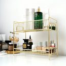 2 Layers Metal Cosmetics Storage Rack Bathroom Makeup Organizer Kitchen Seasoning Iron Storage Shelves Makeup Organizer Box