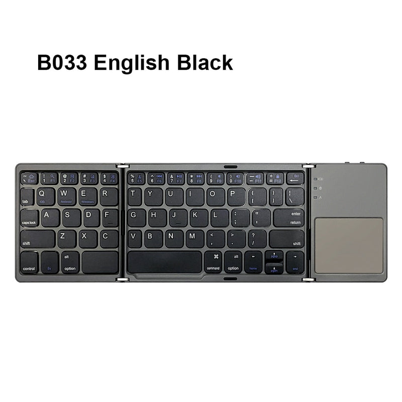Mini teclado plegable AVATTO ruso/español/inglés B033, teclado inalámbrico Bluetooth con panel táctil para Windows, Android, IOS