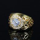 Anillos de boda Kinel grandes y anchos para hombre, anillos de Zirconia cúbica blanca de Color dorado amarillo de Dubái a la moda para mujer, joyería Retro Bohemia