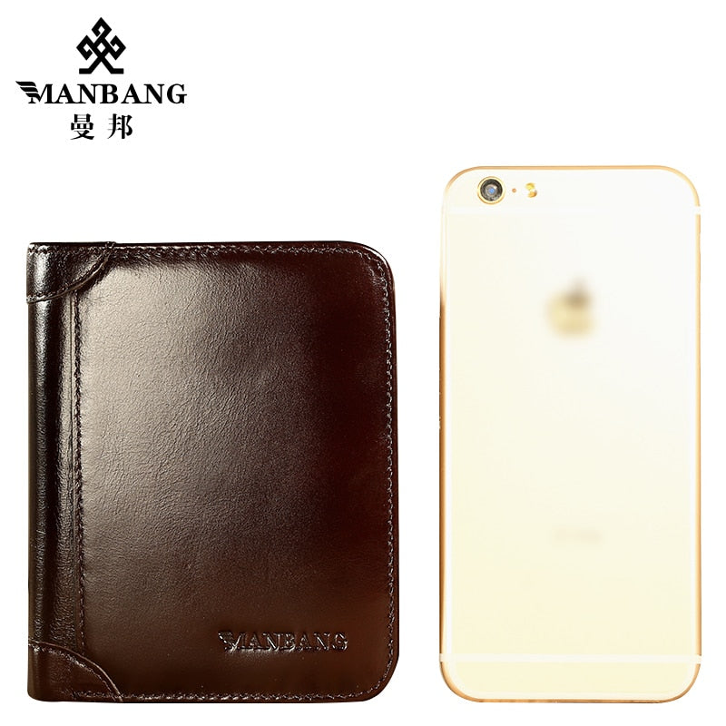 ManBang High Quality Classic Style Wallet  Leather Men Wallets Short Male Purse Card Holder Wallet Men Prevent RFID Hot wallets