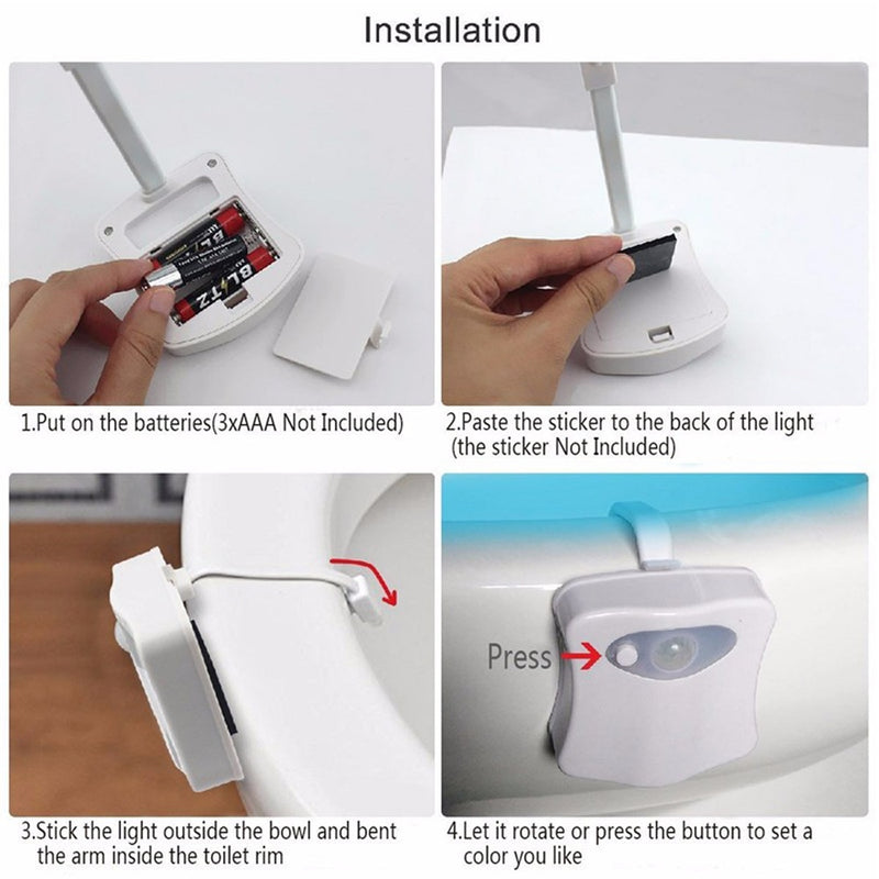 Smart PIR Bewegungssensor Toilettensitz Nachtlicht 8 Farben Wasserdichte Hintergrundbeleuchtung Toilettenschüssel LED Luminaria Lampe WC Licht für Zuhause