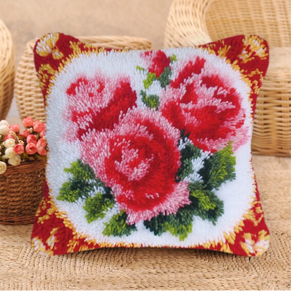 14 Style Flowers Latch Hook Kit Embroidery Crocheting Cross Stitch Latch Hook Needlework Knitting Embroidery Kits Pillows