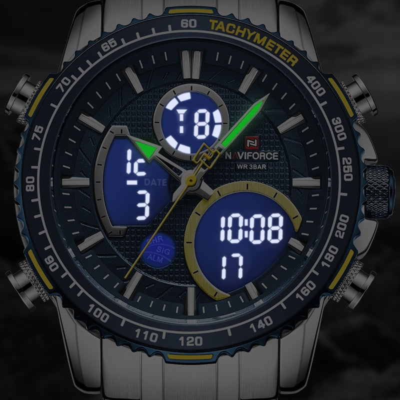 NAVIFORCE Fashion Herrenuhr Luxusmarke Sportuhr für Herren Chronograph Quarz Armbanduhr Militärische wasserdichte Stahlbanduhr