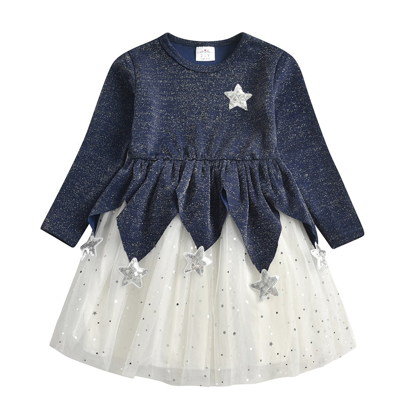 VIKITA, vestido de fiesta para niños, vestidos con lentejuelas para niñas, vestido de estrella para niñas, vestidos casuales para niños pequeños, disfraces de otoño para niños