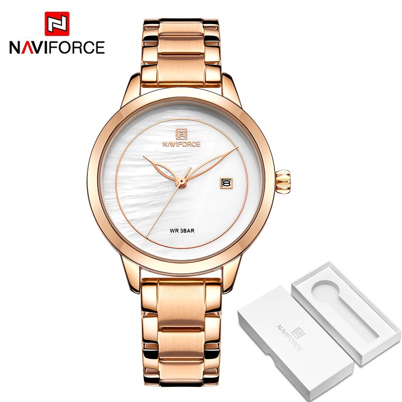 NAVIFORCE Luxusmarke Quarzuhren Damenmode Einfaches Datum Wasserdichte Armbanduhr Damen Geschenkuhr Relogio Feminino 2019