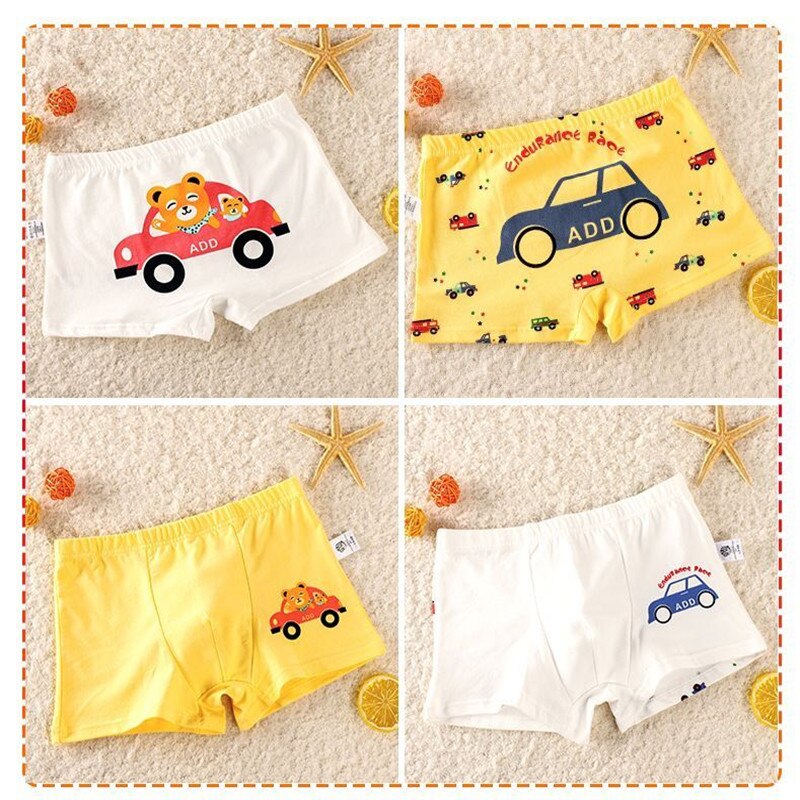 12Pcs/Lot Cotton Underwear For Boys/ Cute Cartoon Baby Boxer/ Children Underpants Shorts 2-10Y