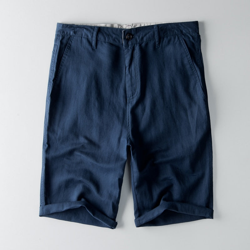 Pantalones cortos de lino nuevos de diseñador para hombre, pantalones cortos informales de playa para hombre, pantalones cortos Cargo sólidos de ocio salvaje para hombre, bermudas masculinas