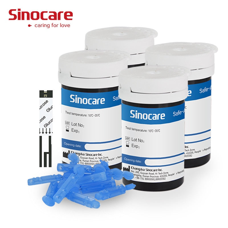 500/400/300/200/100/50PCS Sinocare Safe-Accu Blood Glucose Test Strips and Lancets for Diabetes Tester