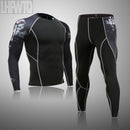 Conjunto de ropa interior térmica para correr para hombre, ropa interior de compresión deportiva, chándal para hombre, conjunto de capa Base para correr delgado para Fitness