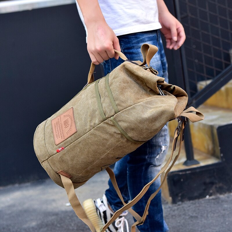 Mochila de lona con forma de cubo táctico para hombre, bolsas militares de gran capacidad con estampado de letras, bolsa redonda de escalada para viajes al aire libre XA678WD