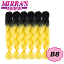 24 Zoll Jumbo Braids Synthetisches Haar für Box Braid Ombre Braiding Hair Extensions Three Tone Schwarz Braun Blau Pink Mirra's Mirror