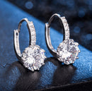 YANHUI Fashion Round 2.0ct Lab Diamond Zircon Drop Earrings For Women Wholesale Jewelry S925 Silver Color Earrings EH75