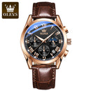 OLEVS Watch Multifunctional Sports Three Eyes Six Needles Chronograph Waterproof Luminous Men&