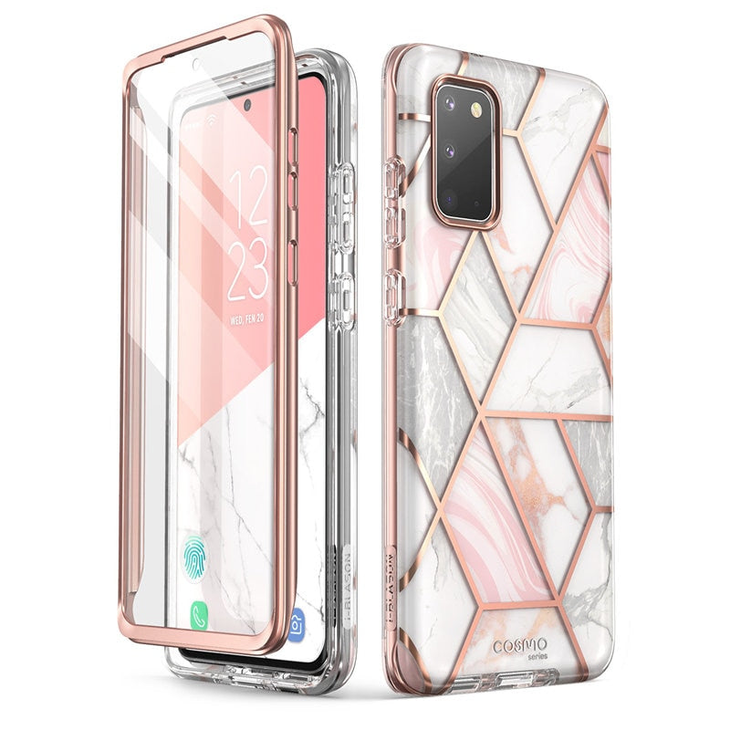 For Samsung Galaxy S20 Case / S20 5G Case i-Blason Cosmo Full-Body Glitter Marble Bumper Cover WITH Built-in Screen Protector