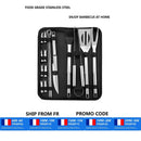 Stainless Steel BBQ Tools Set spatula fork tongs knife brush skewers Barbecue Grilling Utensil Camping Outdoor Cooking Tool Set