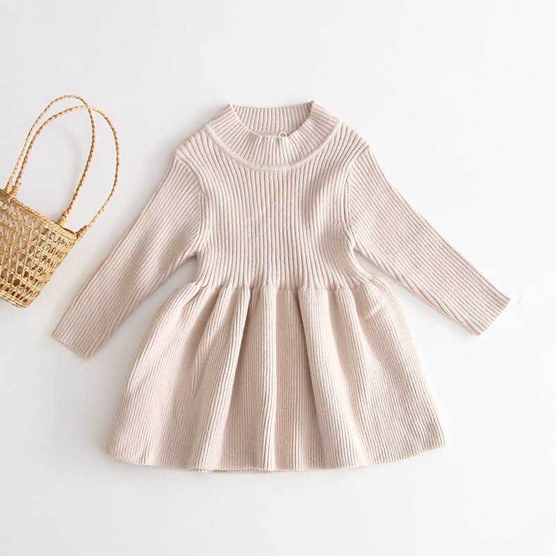 HoneyCherry Autumn Winter Girls Wool Knitted Sweater Baby Girl Dress Girls Dresses For Party And Wedding Baby Girl Clothes