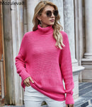 Mozuleva 2022 Autumn Winter Pullover Basic Warm Sweater for Women Soft Kniited Solid Korean Turtleneck Fashion Sweater Tops