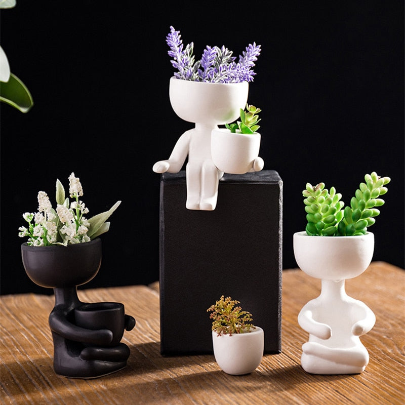 Character Portrait Flower Pot Succulents Plant Pot Mini Cute Abstract Flower Pot Home Desktop Vase Micro Landscape Decor