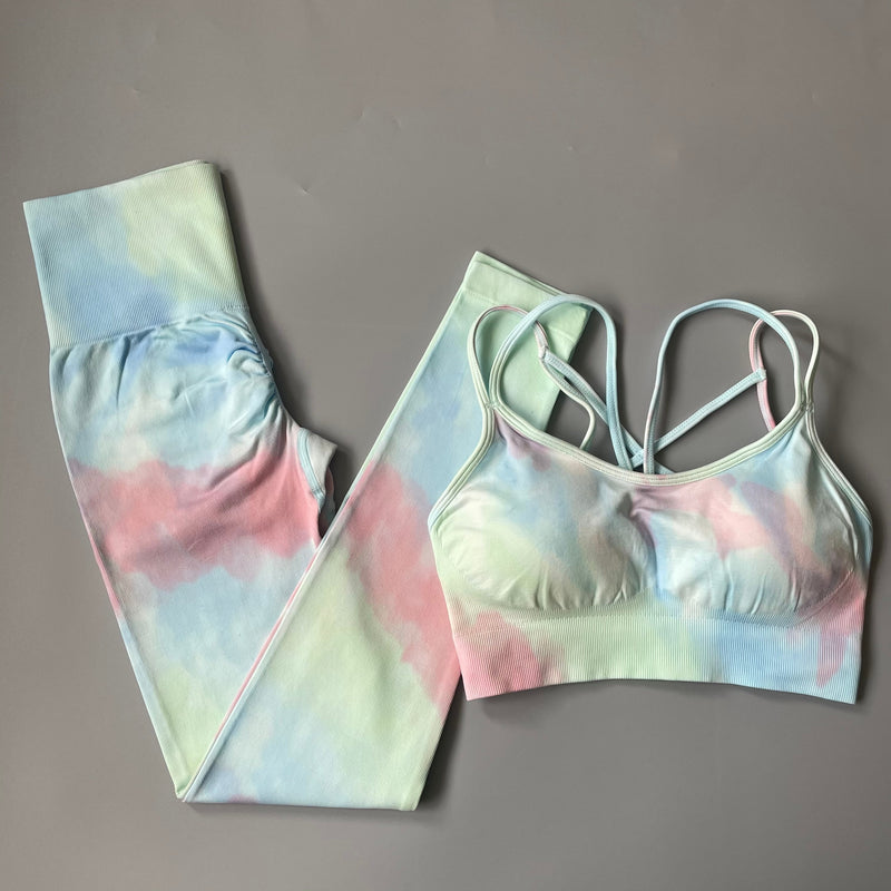 Conjunto de Yoga sin costuras para mujer, 2 uds., ropa deportiva para entrenamiento, gimnasio, fitness, sujetador deportivo, mallas de cintura alta, trajes deportivos 2021