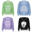 Weekeep Y2k Chic Print Streetwear Oversized Sweater Women's Casual Autumn Winter Knitted Jumper Fashion Loose Knitwear Pullovers