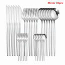 Western Cutlery Set 30 Piece Tableware Set Stainless Steel Dinnerware Black Spoon Fork Knife Dinner Set Complete Home Flatware